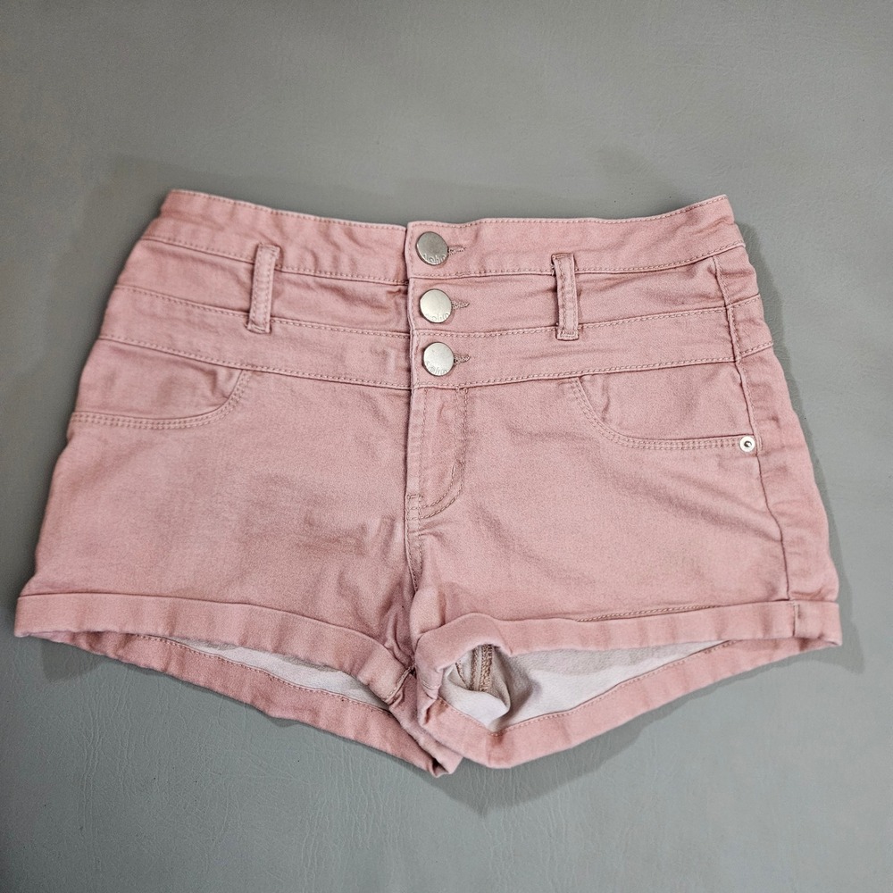 No Boundaries Blush Pink 3-Button Fly Stretch Denim Shorts‎ Size 11